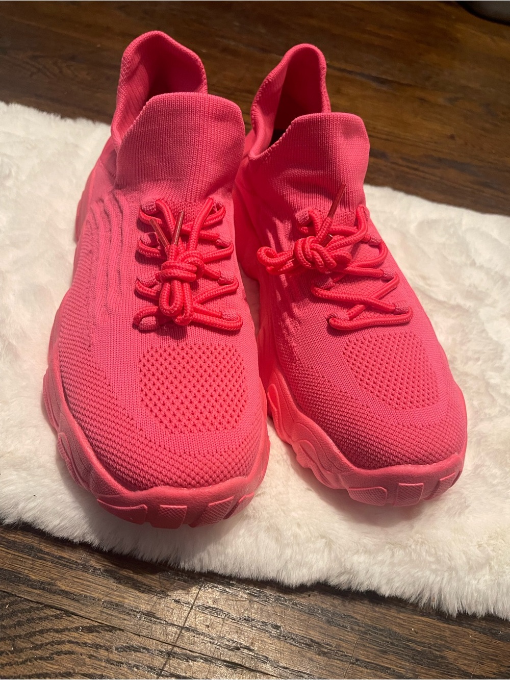Amazon Women's  casual Bright Pink Chunky Knit Sneakers size 11 - Picture 6 of 14